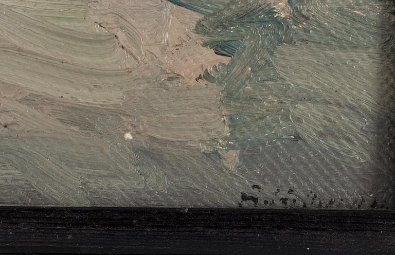 ALFRED HELBERGER, olja på pannå. Signerad, daterad 1909 a tergo.