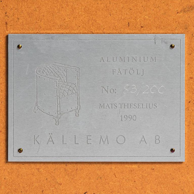 Mats Theselius, an "Aluminiumfåtölj" armchair, ed. 83/200, Källemo, Värnamo, post 1990.