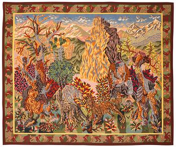 656. TAPESTRY. Tapestry weave (gobelängteknik). 195 x 232 cm. Signed perrot -46 R d B.