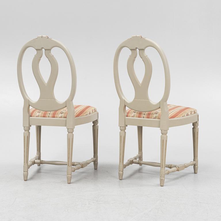 Ten Gustavian style chairs, second half of the 20th Century.