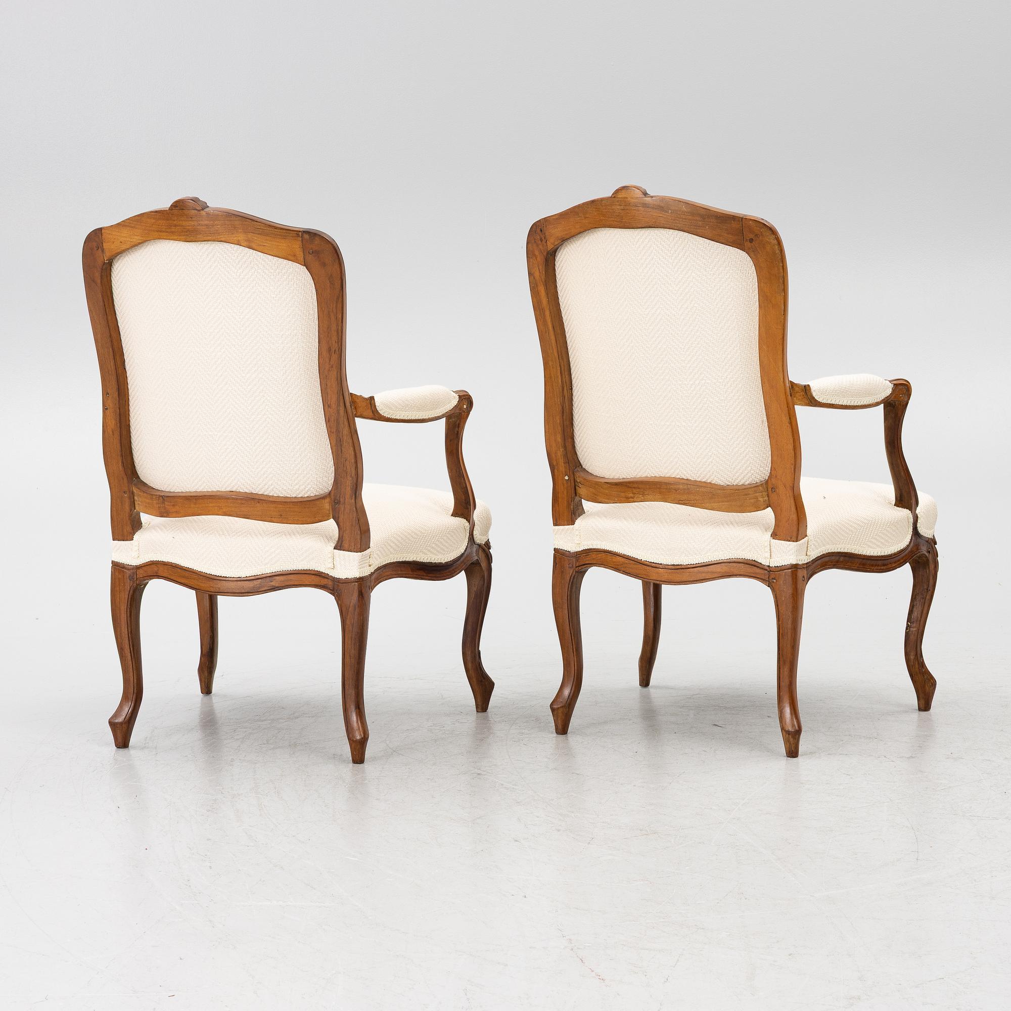 Armchairs, a pair, Rococo, 18th century.