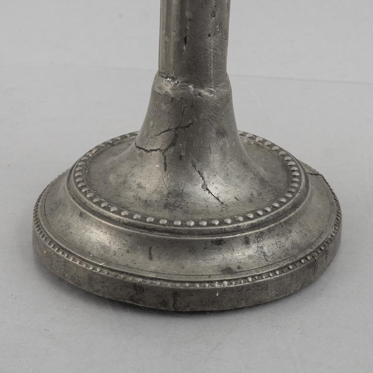 A pair of pewter candle sticks by Mathias Rundquist (active 1778-1820/35), Karlskrona, Sweden.