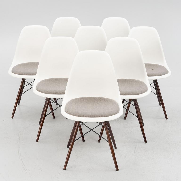 Charles & Ray Eames, eight "Eames Plastic Side Chair" chairs, Vitra, 2015.