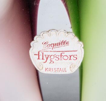 VASER, 2 st, glas, "Coquille", Flygsfors, signerad och daterad -59 resp -60.