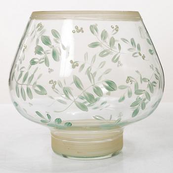 Vase, painted glass, Köklax Glasbruk, Finland 1940s.