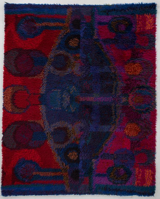 Oili Mäki, ryijy, Oy Finnrya Ab. Noin 180 x 136 cm. Malli muotoiltu 1960-luvulla.