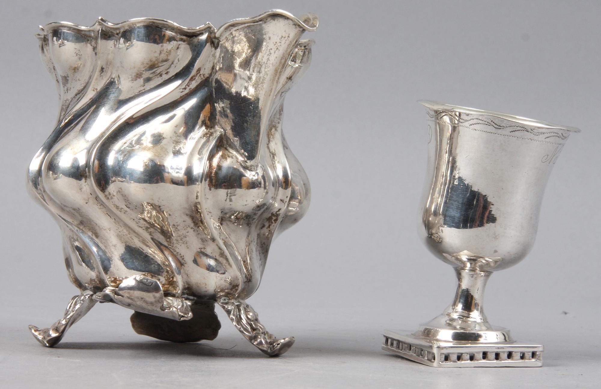 PARTI SILVER, 9 delar, 1800/1900-tal. Bl a importstämplar. Tot. vikt 481 g.