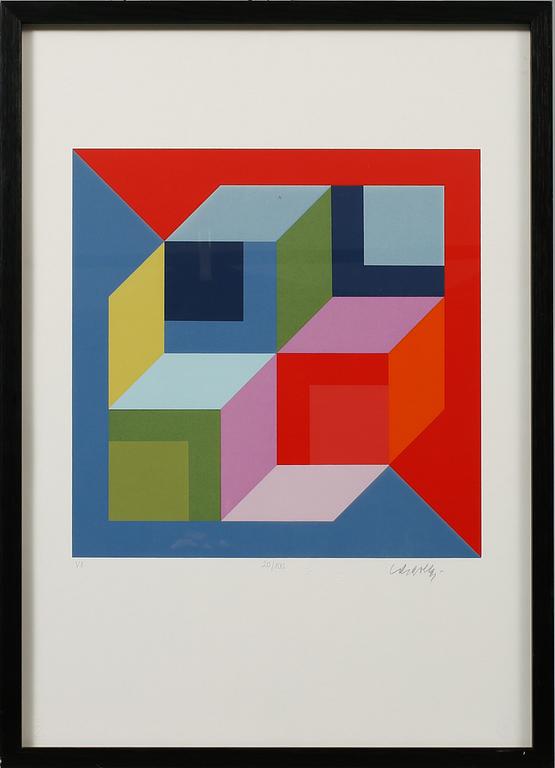 VICTOR VASARELY, färgseriegrafi, signerad och numrerad 20/100.