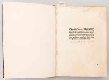 TRACTATUS VARIJ CUM SERMONIBUS, Nürnberg 1490-tal, av Antonius Koberger.