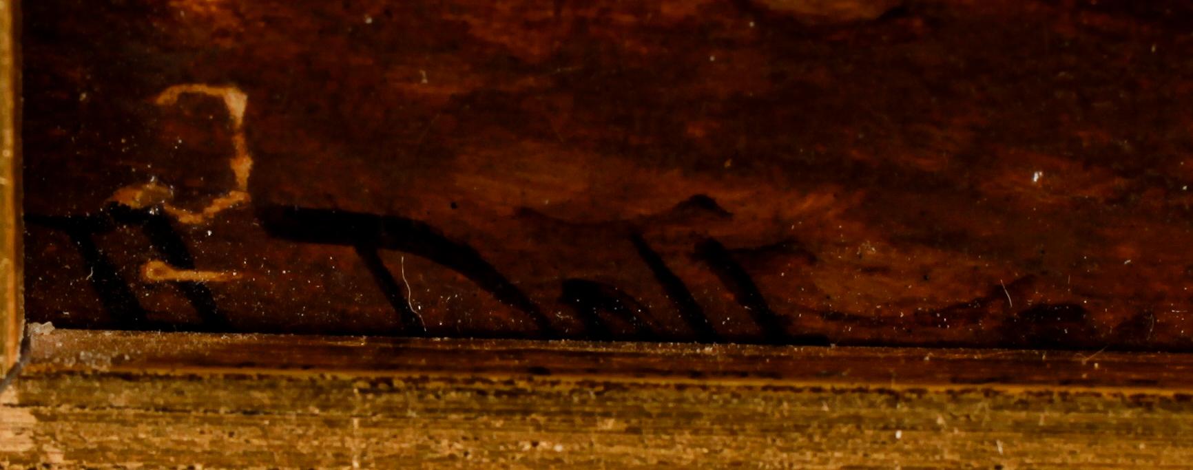 OKÄND KONSTNÄR, olja på pannå, otydligt sign, tidigt 1900-tal.