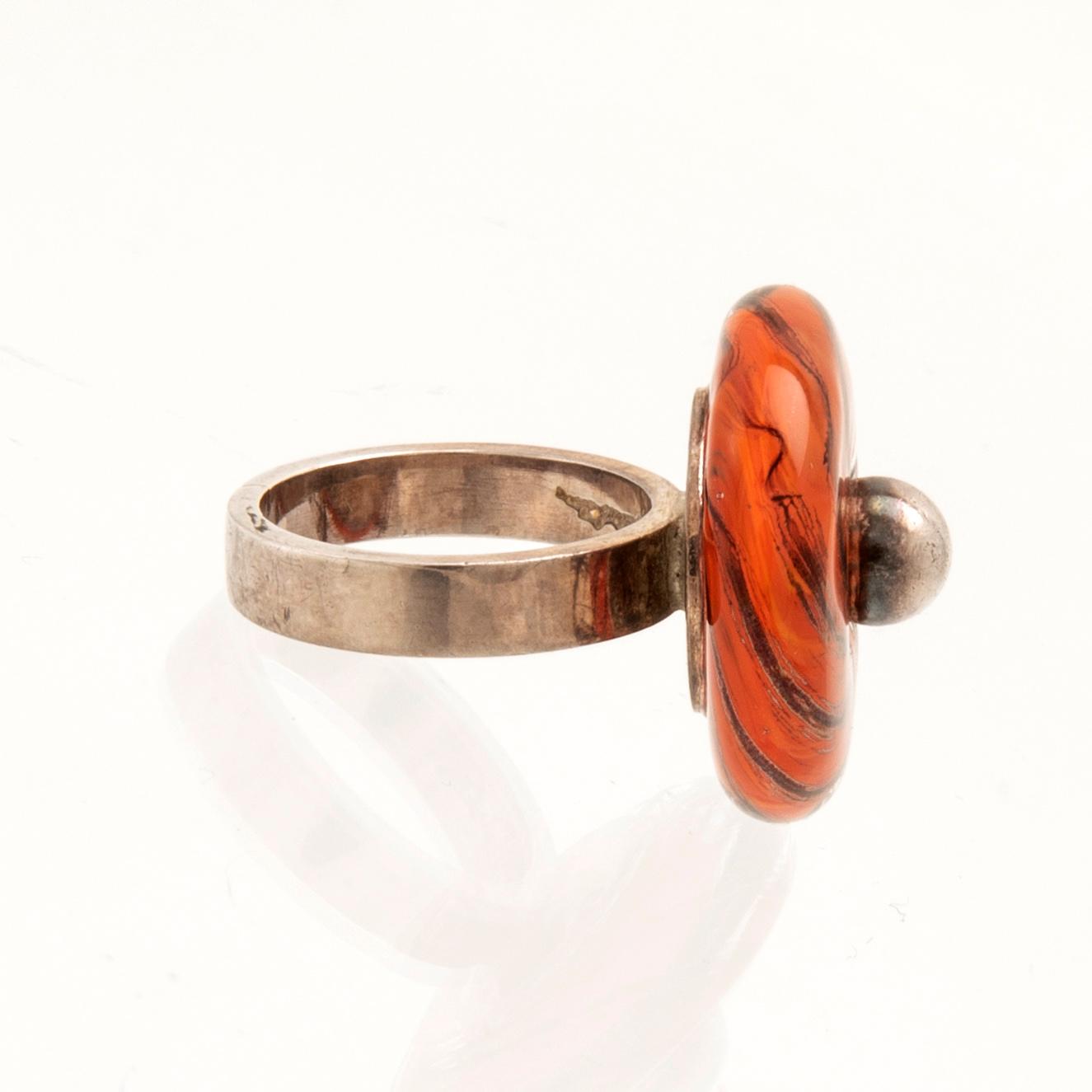 Monica Backström, Necklace and Ring, Glass and Silver.