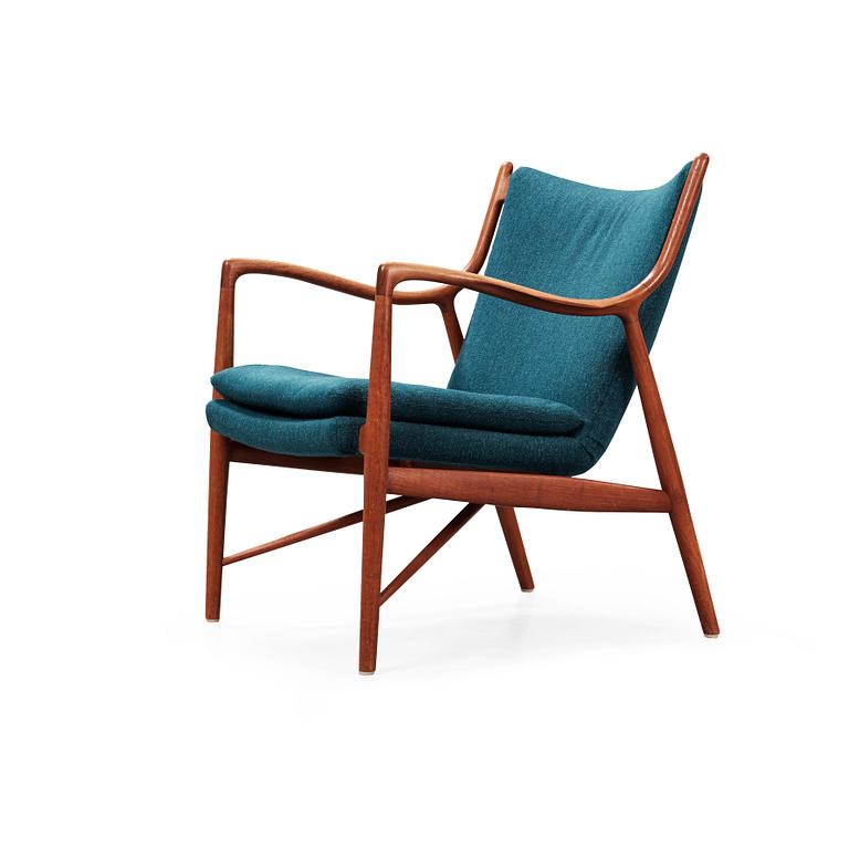 A Finn Juhl 'NV-45' teak easy chair, by cabinetmaker Niels Vodder, Denmark 1950's.