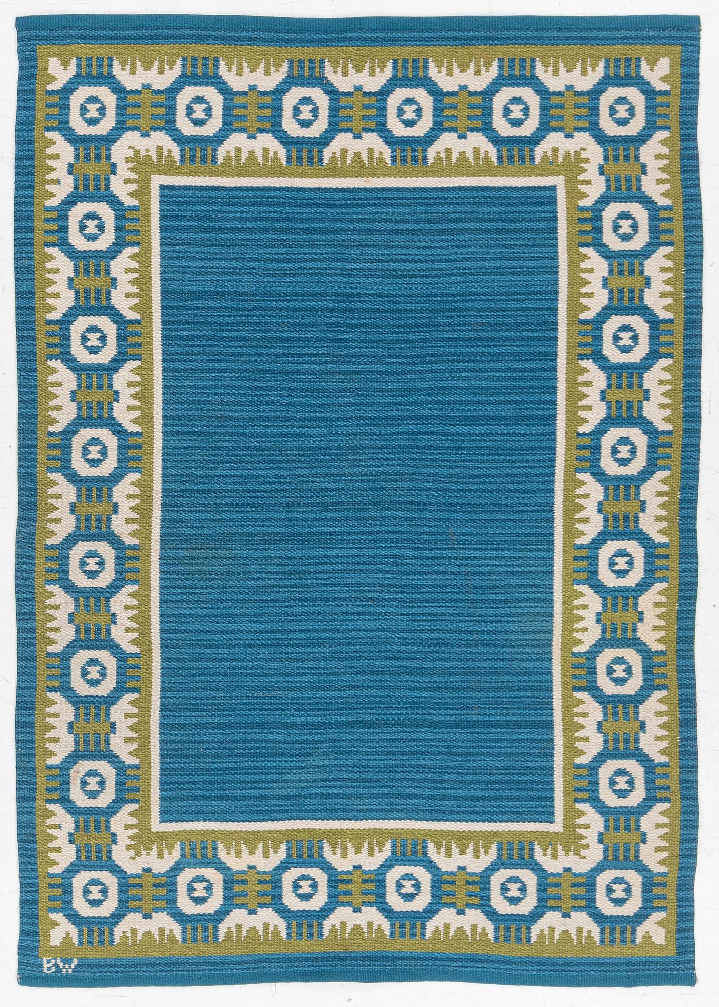 Berit Woelfer, Rug, flat weave, signed BW, approx. 199 x 139 cm.