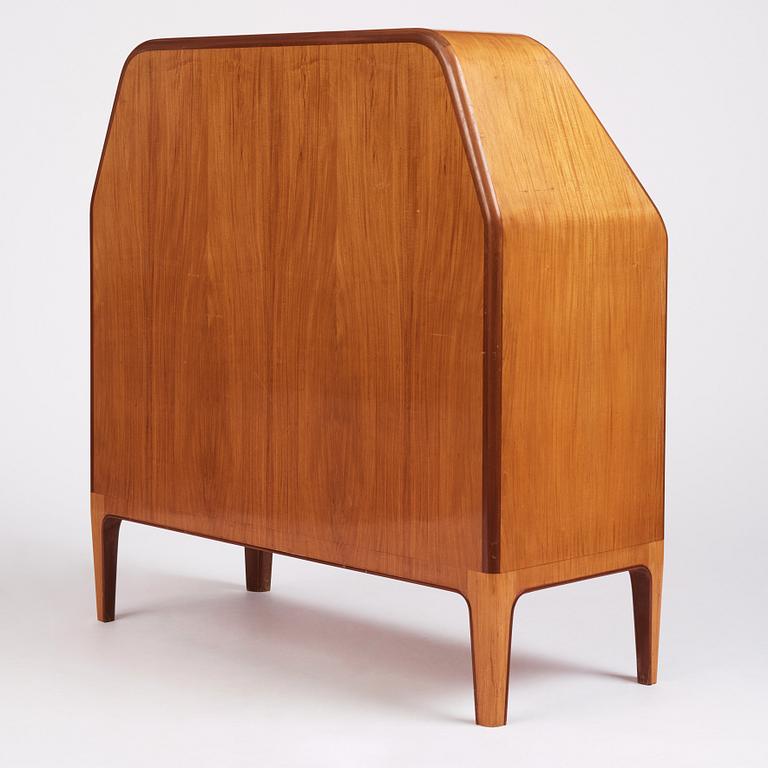 Oscar Nilsson, an olive ash veneered secretaire, a journeyman's work by Evert Kjellgren for Stockholm City Crafts Association, 1938.