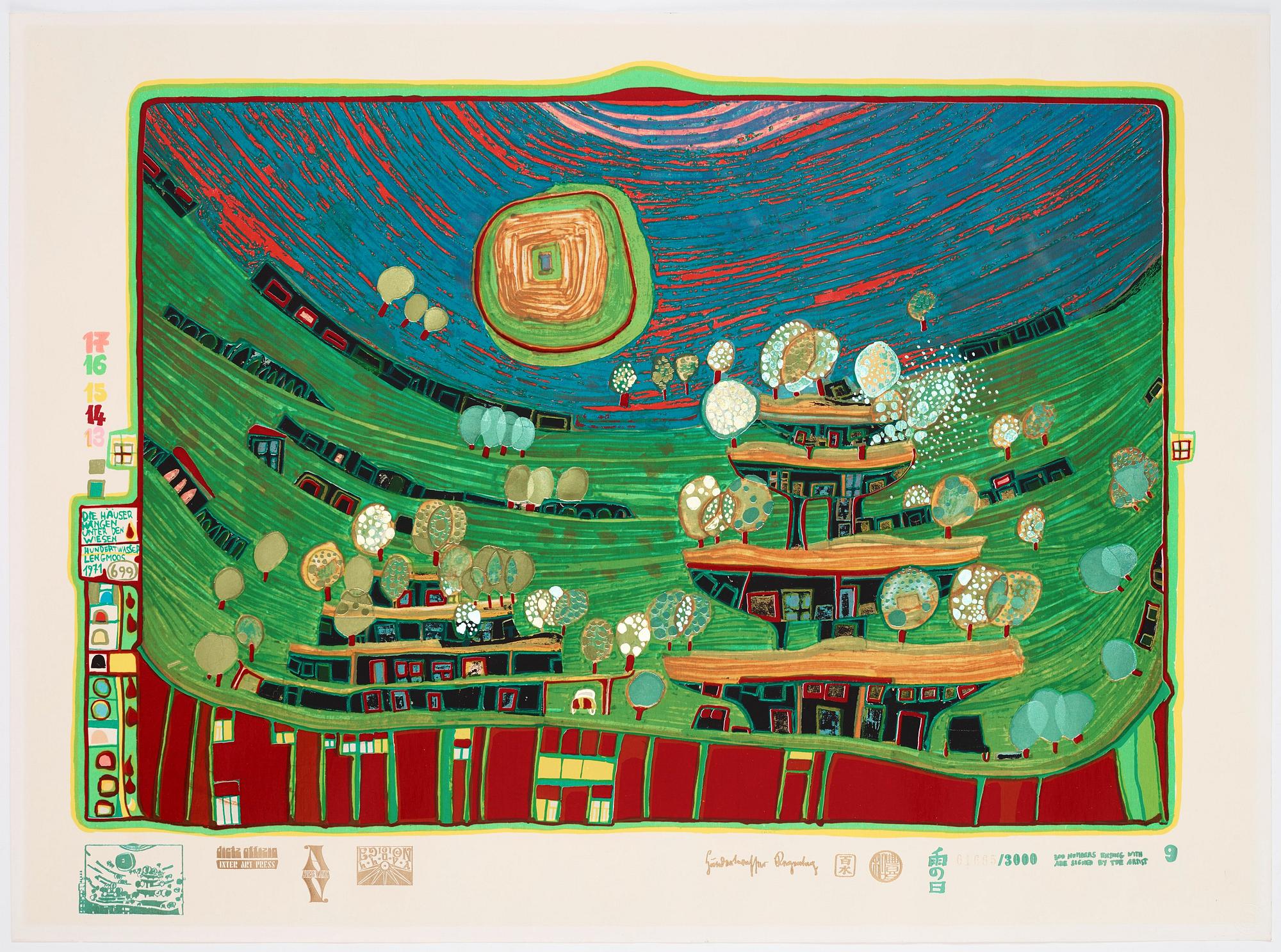 Friedensreich Hundertwasser, "Look at it on a rainy day (The Regentag portfolio)".
