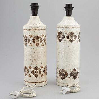 A pair of Bitossi stoneware table lights, Italy.