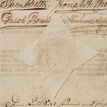 Aktiebrev, Ahlingsåhs Manufaktur Werk (Manufactur-Societet), No 43, 1728.