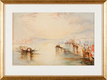 F F REAVELY, akvarell, signerad, England, 1800-tal.