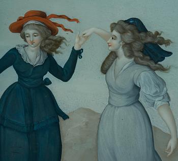A pair of presumably English reverse-glass paintings, late 18th century.