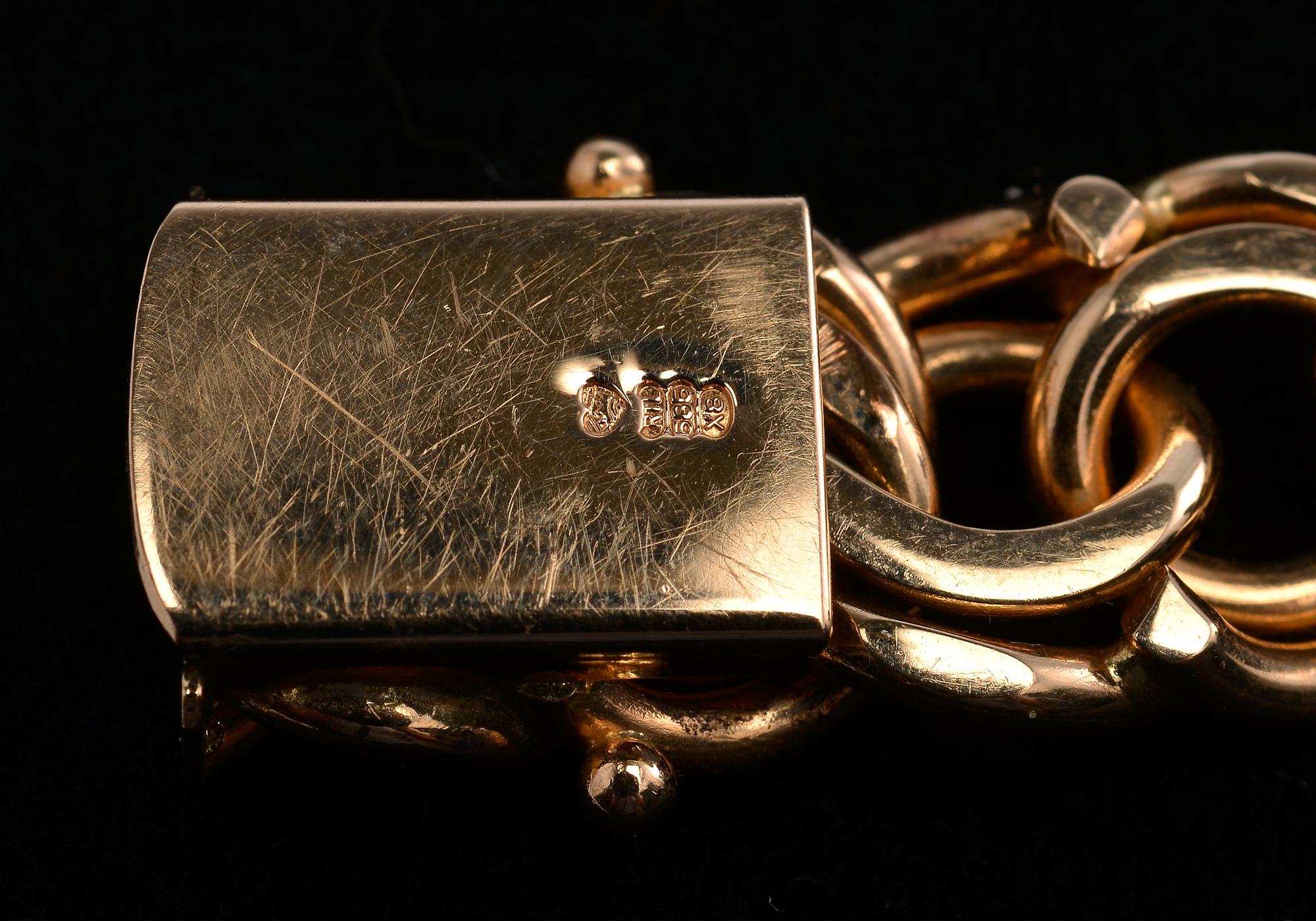 RANNEKETJU, "Bismarck" 14K kultaa Suomi 1999, käsityö. Paino 82 g.