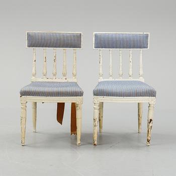 Stolar, 4 stycken (2+2), sengustavianska, tidigt 1800-tal.