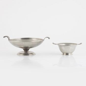 Firma Svenskt Tenn, a set of two pewter bowls models "7" and "598", Stockholm 1928-1935.