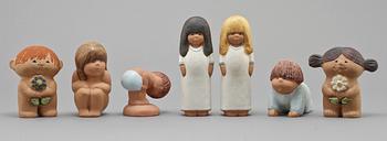 FIGURINER, 7 st, stengods, Lisa Larson, 1900-tal.