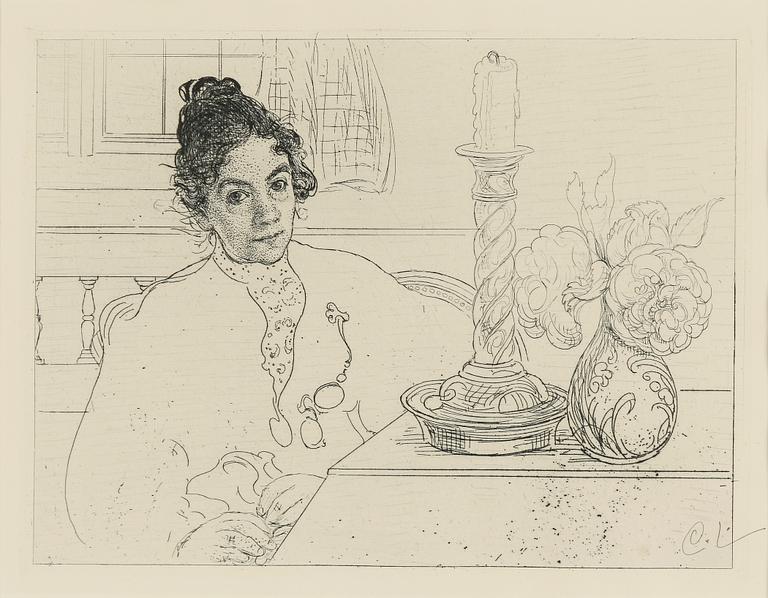 CARL LARSSON, etching, signed C.L. in pencil. Executed 1913. State 2. 165 signed copies. "An Artist's Wife".