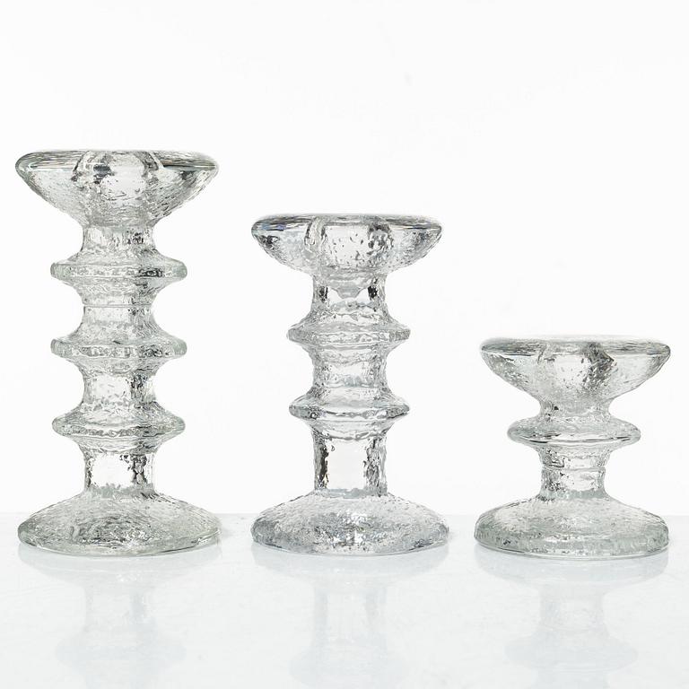 Timo Sarpaneva, a set of six glass candleholders, 'Festivo', Iittala, Finland.