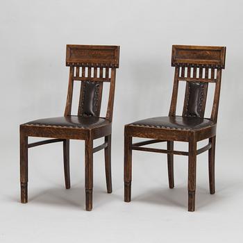 Eliel Saarinen, four early 20th century chair for Huonekalutehdas Juho Konttinen.