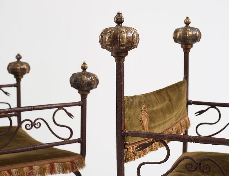 A pair of presumably Spanish armchairs, 19th century.