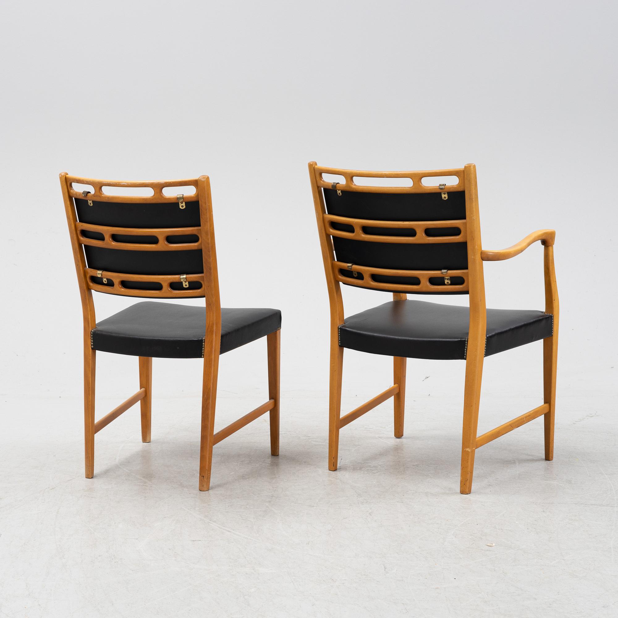 David Rosén, matbord modell "570-025" samt stolar 4+4 st ur Futura-serien, Nordiska Kompaniet, 1950-tal.