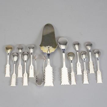 PARTI LAPPSILVER, 12 delar, C O Persson, Haparanda. Total vikt ca 215 g.