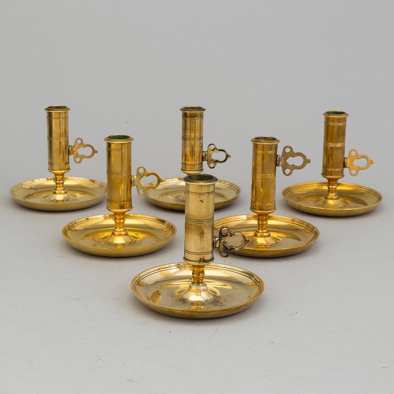 LJUSSTAKAR, 6 st, mässing, No 68, Skultuna, 1900-talets andra hälft.