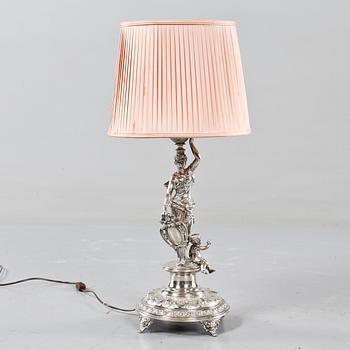 BORDSLAMPA, nysilver, omkring år 1900.