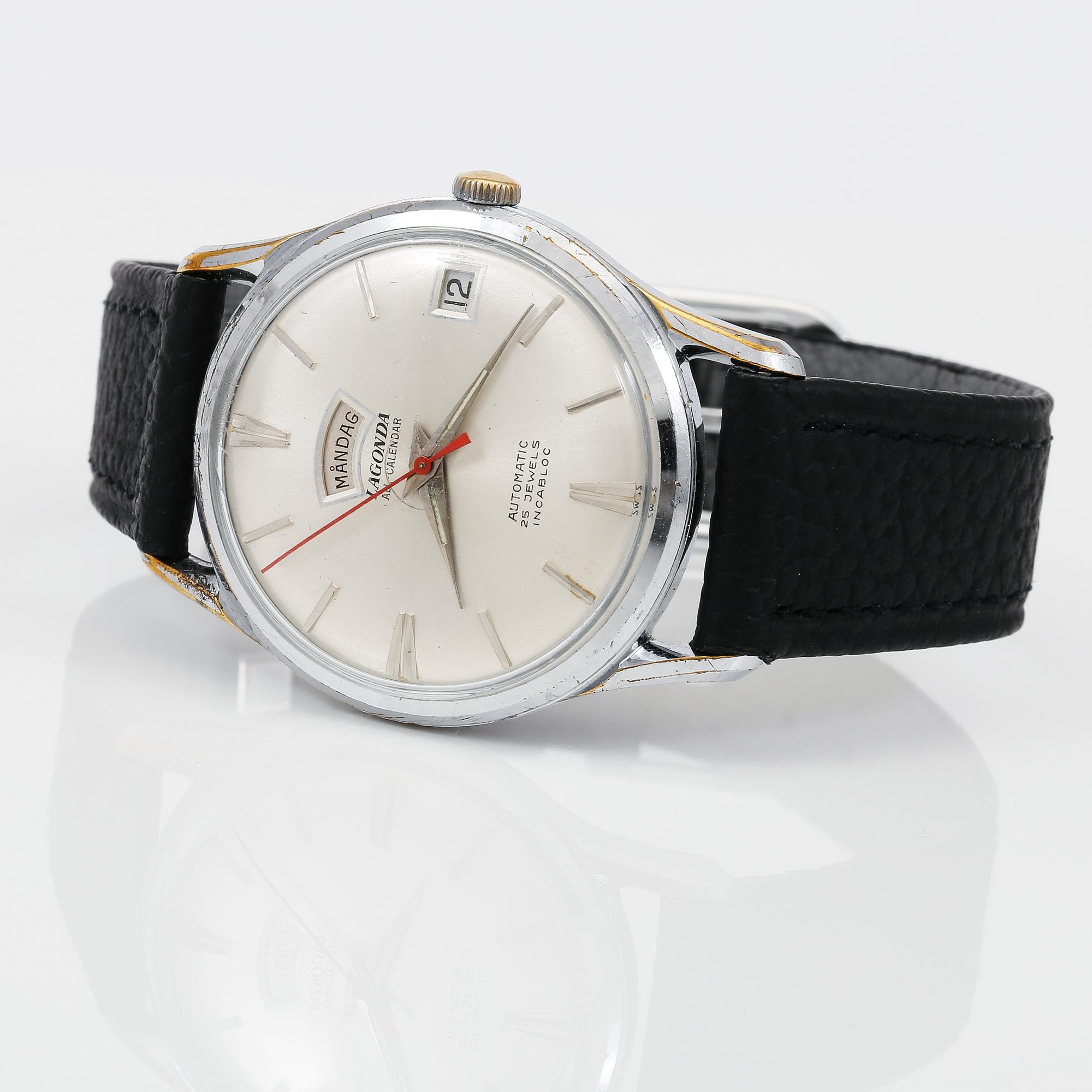 ARMBANDSUR, stål, Lagonda All Calendar Automatic  25 jewels Incabloc.