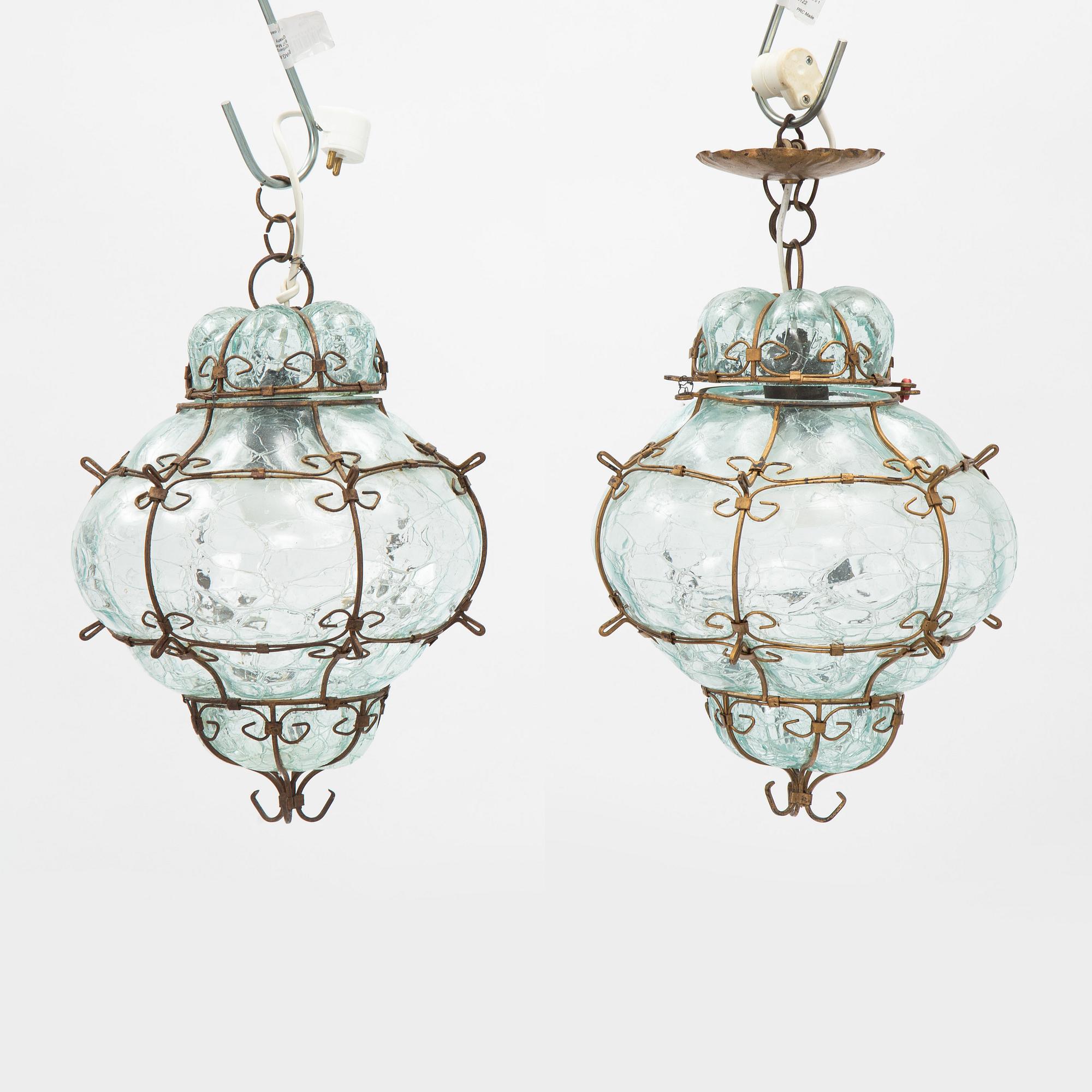 A pair of ceiling lamps, mid 20th Century.