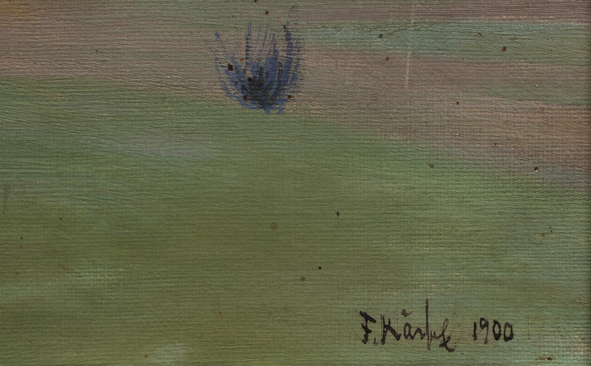 FRITZ KÄRFVE, olja på pannå, signerad och daterad 1900.