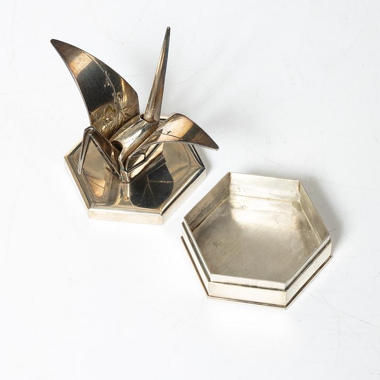 A group of six Japanese salts / boxes, some marked sterling silver, around 1900.