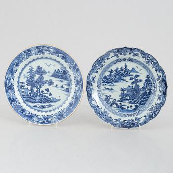 Tallrikar, 6 st, kompaniporslin, Kina, Qianlong (1736-95).