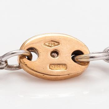 An 18K gold necklace with diamonds ca. 0.60 ct in total. Italy.