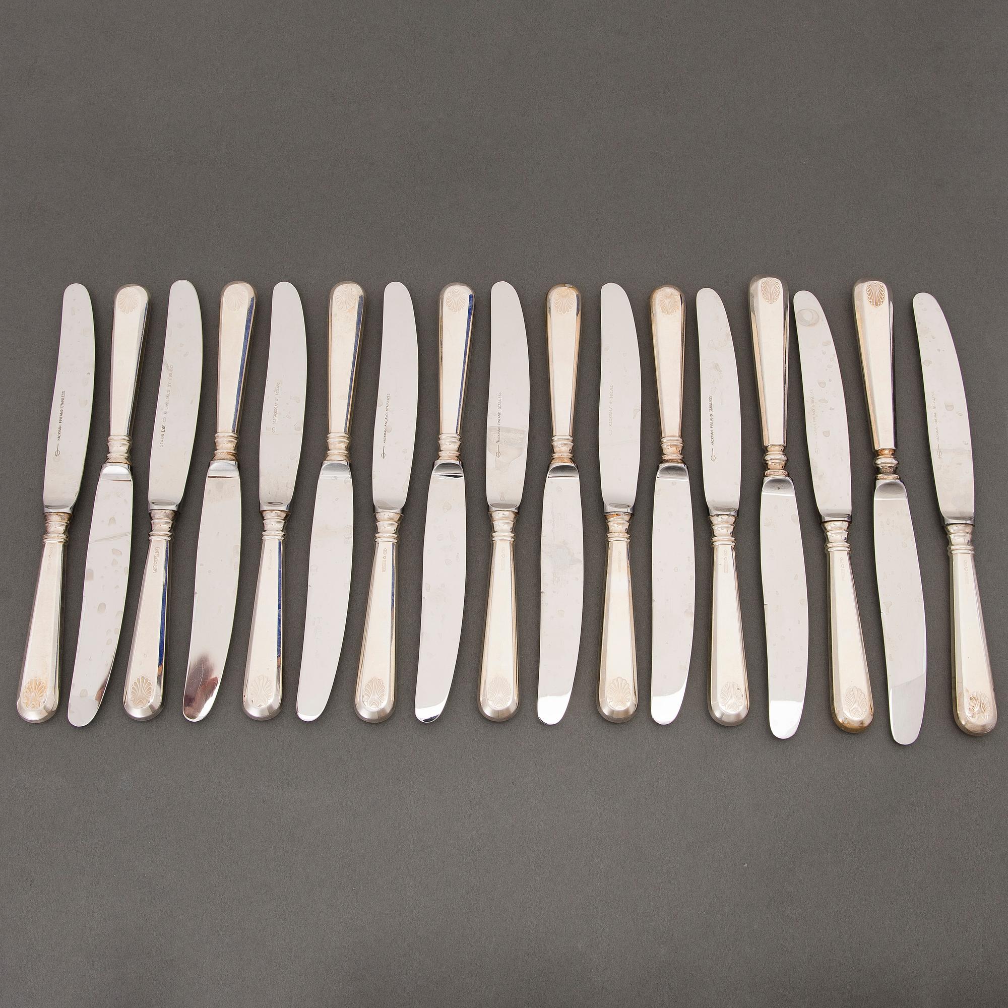 A 48-pcs set of silver cutlery with seashell decoration, Finnish hallmarks, Turku and Hämeenlinna 1956-1983.