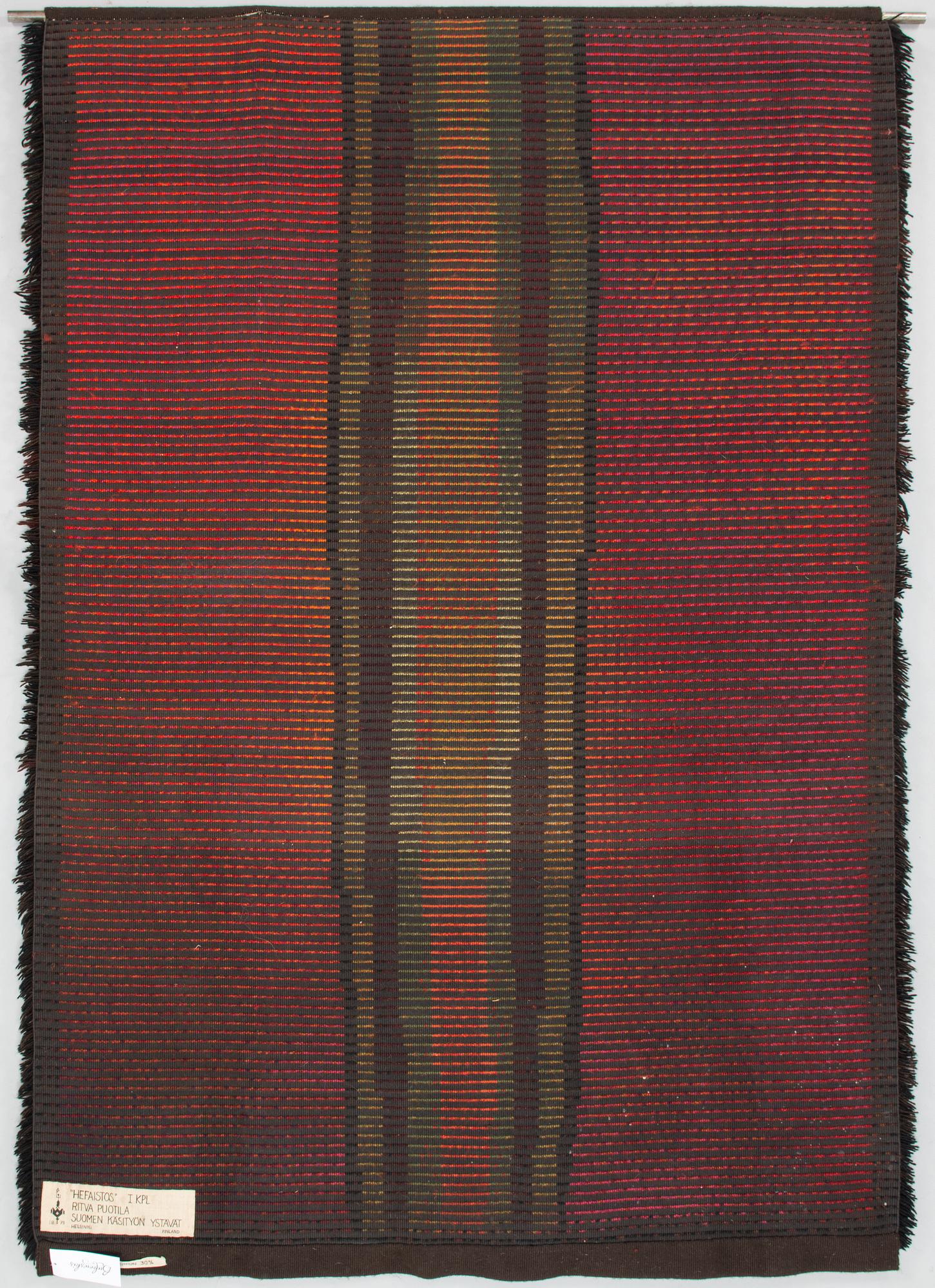 RITVA PUOTILA, Finnish ryijy rug for the Friends of Finnish Handicraft. Circa 188x125 cm.