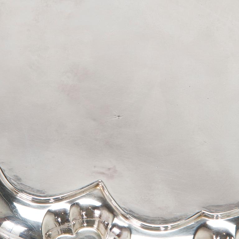 Brickbord, sterlingsilver och mahognyfaner, Mappin & Webb, London 1912, stommen av Paul Boman.