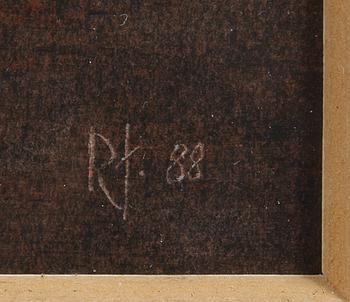 ROJ FRIBERG, blandteknik, monogramsign och dat "88".