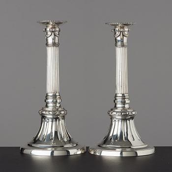 A pair of Gustavian late 18th century candlesticks.