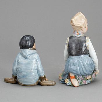 FIGURINER, 2 st, porslin, Royal Copenhagen, Danmark, 1900-tal.