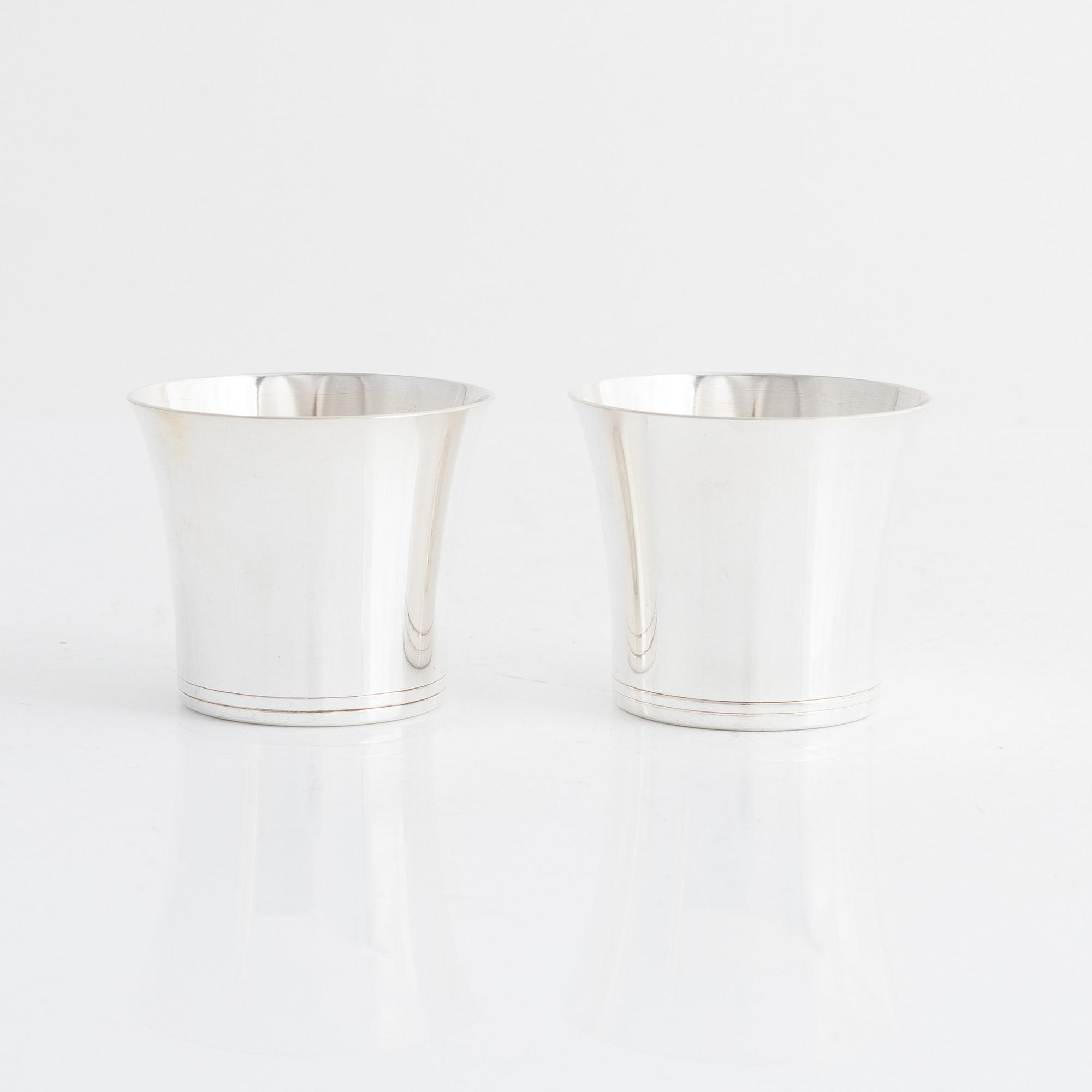 Bägarer, 8 st, silver, K.Torndals Juvelerare Ab, Stockholm, 1949.