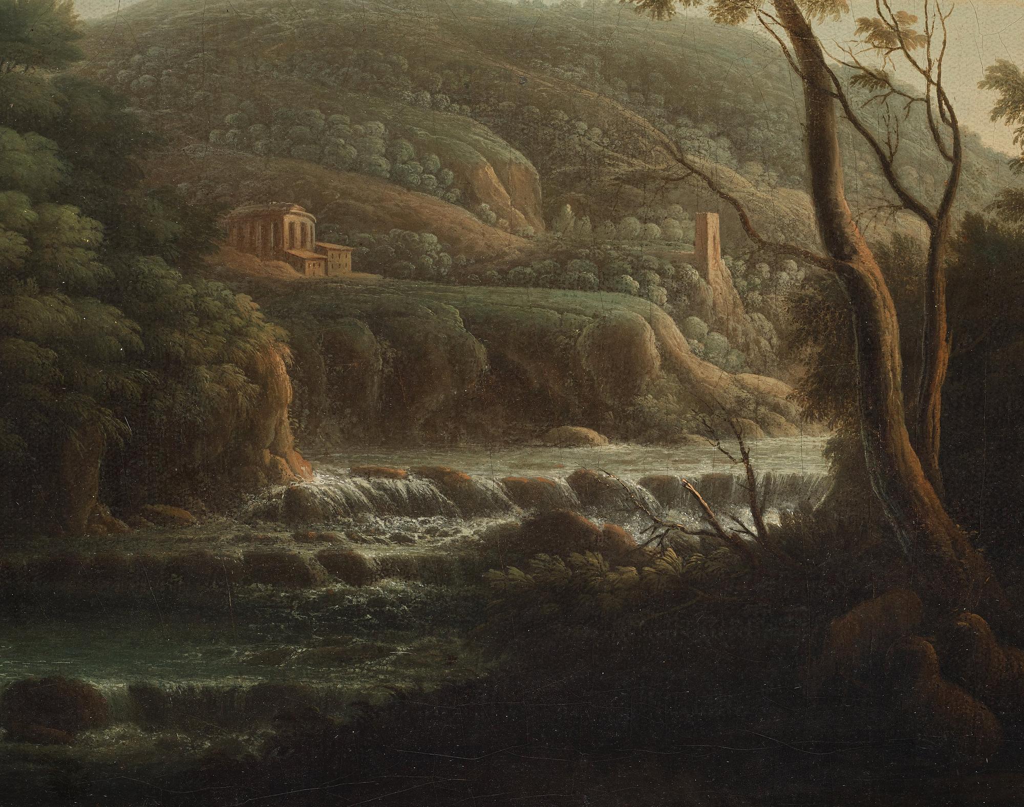 Jacob van Ruisdael Hans krets, Landskap med ruiner, herde och hedinnor.