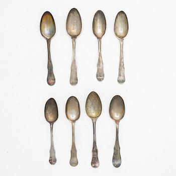 Skedar, 8 st, silver, Sverige, 1700-1800-tal.